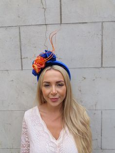 Beautiful padded headband This is perfect for adding style to your hair. Featuring flowers and padded velvet headband. The headband base measures 4.5cm wide at it's widest point. Available in other colours in our shop. Made in the UK - Headband Fascinator, Wedding Hairband, Padded Headband, Velvet Headband, Headpiece Wedding, Orange Flower, Orange Flowers, Other Colors, Burnt Orange