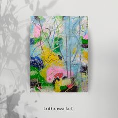 an abstract painting on a white wall with the words luttrawallart above it