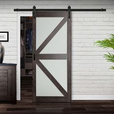 Dark Grey K-Lite Barn Door | Sliding Door | Natural Light + Privacy | Closet Door | Sliding Door Gray Barn Door, Mirror Barn Door, Barn Door Track System, Glass Barn Door, Frosted Glass Design, Inside Barn Doors, Barn Door Designs, Barn Door Kit, Barn Door Track