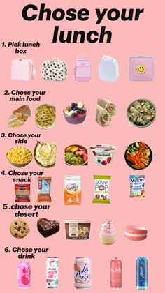 a pink poster with the words choose your lunch