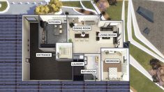 an aerial view of a floor plan for a house