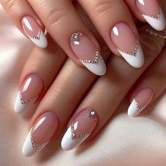 #nails #stylish_nails #nude #viva Nail Polish French Tip Ideas, Stone Nail Art Design, Nude Nails Design 2024, Nude Acrylic Nails With Design, French Nails Wedding, Wedding Nails Almond, Nude Nail Art, Elegant Touch Nails