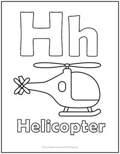 the letter h is for helicopter coloring page