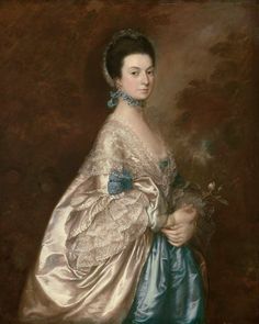 a painting of a woman in a blue dress