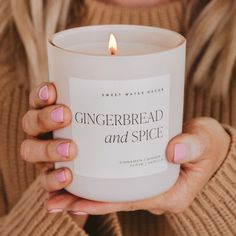 Woman Holding Sweet Water Decor Gingerbread & Spice Candle | Build A Luxury Custom Gift Box for Women with Luxe & Bloom Client Gift Box, Gingerbread Spice, Gingerbread Candle, Burr Basket, Candles Aesthetic, Vanilla Caramel, Holiday Candle, Gift Subscription Boxes, Lemon Ginger