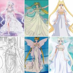 four different fairy princesses in their dresses