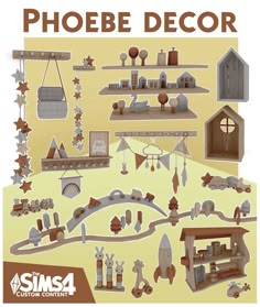 a poster with many different things on the wall and below it that says, phoebe decor