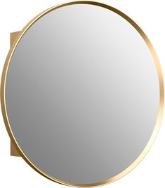 a round mirror with a gold frame