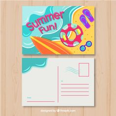 a postcard with the words summer fun on it