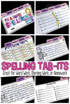 spelling tab - ts for the classroom to practice spelling and writing with pictures on them