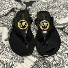 Michael Kors Jelly Sandals Size 8m New Without Tags Black Round Toe Flip Flops, Black Jelly Sandals With Cushioned Footbed And Round Toe, Black Round Toe Jelly Sandals With Cushioned Footbed, Black Jelly Sandals With Cushioned Footbed, Jelly Sandals, Michael Kors Shoes, Michael Kors Black, Women's Shoes Sandals, Jelly