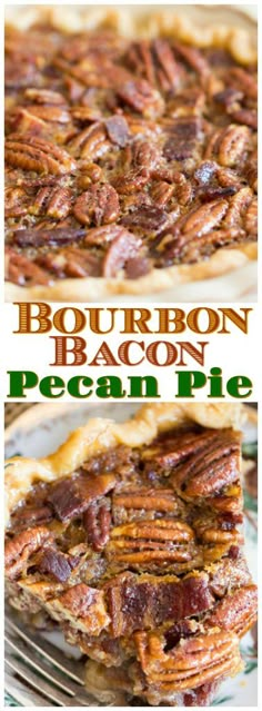 bourbon bacon pecan pie on a plate