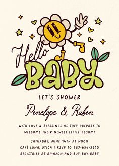 a baby shower is shown with the words hello baby