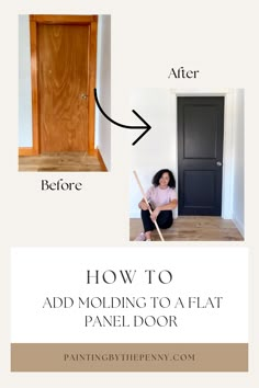 how to add molding to a flat panel door and paint the doors black or white