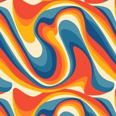 an abstract background with wavy lines in blue, orange and yellow