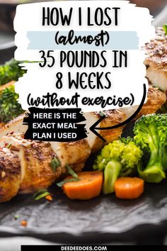 Here's how to lose almost 35 pounds in 8 weeks without exercise. This is the exact healthy meal plan I used to shed the pounds and eat snacks, dessert and 3 meals a day. 3 Meals A Day, Healthy Meal Plan, Weight Watchers Meal Plans, Eat Snacks, Best Diet Plan, Healthy Meal Plans, Healthy Diet Plans, Lose 50 Pounds, Fat Burning Foods