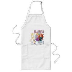 a white apron with santa clause on it and the words, let's be merry