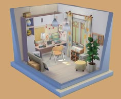 Sims Office Ideas, Sims 4 Office, The Sims 4 Room, Sims 4 Room, Sims 4 Interior, Sims Interior, Sims 4 Bedroom