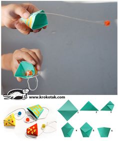 the instructions for how to make an origami mouse with paper and glue are shown