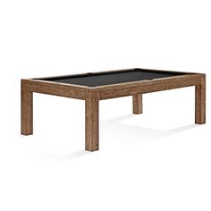 the table is made out of wood and has a black glass tabletop on top