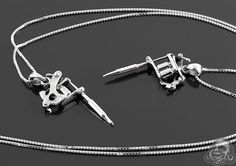 Silver tattoo gun necklace Adjustable Box Chain Pendant Jewelry, Tattoo Chain, Silver Tattoo, Necklace Tattoo, Tattoo Machines, Tattoo Machine, Piercings, Diamond Necklace, Jewelry Accessories