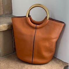 J. Crew Caramel Leather Bucket Bag With Brass Ring Handles. Interior Pockets. Never Used. Price Is Firm. Brown Bucket Bag With Brass Hardware, Brown Bucket Bag With Gold-tone Hardware For Errands, Hang Bags, Diy Wedding Gifts, Sewing Business, Ring Handle, Leather Bucket Bag, Leather Bucket, Hanging Bag