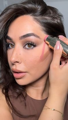 Cream contour and blush placement! #makeup #beautytips #contour #fypシ #makeuptips Countoring Face Tutorial, Contour Makeup Cheek Bones, Contour And Blush Guide, Contouring Face Lift, Contour And Blush Placement, Blush And Contour Placement, How To Get Glowy Makeup, Contour And Bronzer Placement, How To Contour Nose Smaller