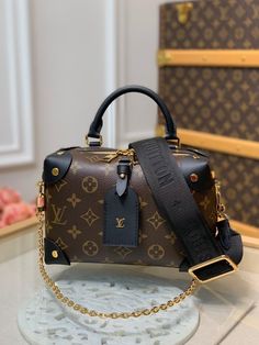 LV Petite Malle Souple Monogram Canvas Black For Women Louis Vuitton Petite Malle, Luxury Bags Collection, Embroidered Handbag, Trunk Bag, Lv Bags, Jewelry Luxury, Lv Handbags, Anime Dress, Expensive Jewelry