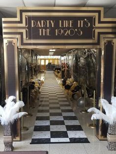 an entrance to a party like it's the 1920's