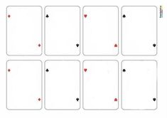 four playing cards with red hearts and two black dots on each card, all in different positions