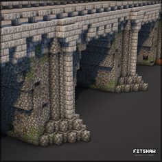 Diagonal Minecraft Building, Minecraft Crypt Build, Minecraft Large Bridge Ideas, Cobblestone Bridge Minecraft, Minecraft Covered Bridge, Stone Castle Minecraft, Minecraft Railroad Ideas, Dwarven Minecraft Builds, Medieval Bridge Minecraft