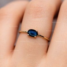 Genuine Blue Sapphire Oval Gemstone Ring Engagement Ring Minimalist Ring Jewelry 14k Solid Yellow Gold Ring Natural Gemstone Gift Ring Her * Gemstone : 100% Natural Blue Sapphire Gemstone  * Gemstone Shape : Oval  * Band Size : 1.3 mm * Gemstone Size : 6x4 mm * Birthstone : September * 14K Solid Yellow Gold, ( Available in 14K & 18K Yellow, Rose, and White Gold ) * Option available in 18K Gold * All size available * Ready to Ship in 1-2 Weeks ≫ FAQ below for more detail. ✦ Sizing We can adjust most items to fit your sizing preferences. Most items can be made to any size and length. Please leave a note at checkout or contact us via Etsy conversation. Even after purchasing the item, you can still ask us to adjust the size or length. We will try our best to fix it if it is possible. ★ Rings a