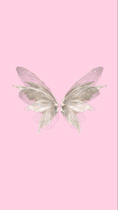 a pink background with a white butterfly on it's back and wings spread out