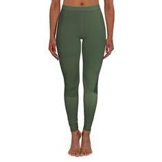 Dark Green Women's AOP Spandex Leggings, Harmoniously Designed Spandex Leggings with Soft Curves, Sophisticated Leggings Fabric for Females: Achieve a sophisticated blend of style and comfort with our Dark Green Women's AOP Spandex Leggings woven for an elevated look without appearing contrived. These leggings offer a perfect balance, ensuring you move through your day with effortless elegance.  Express yourself in Harmoniously Designed Fabric❤️ Product Features * Material: 88% polyester, 12% spandex * Skinny fit * Double layer waistband * Durable and stretchy fabric * Sewn-in care label * Assembled in the USA from globally sourced parts Cancellations/Returns We do not accept order cancellations or returns because the designs are custom printed when ordered. We prefer to not inconvenience Legging Outfits, Spandex Leggings, Female Figure, Womens Leggings, Curved Lines, Effortless Elegance, Smooth Lines, Outfits With Leggings, Sewing Fabric