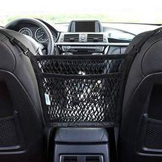 the interior of a car with a shopping cart in it