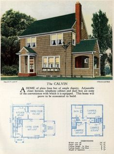 two story house with green roof and dormer on the second floor, from an old sears catalog