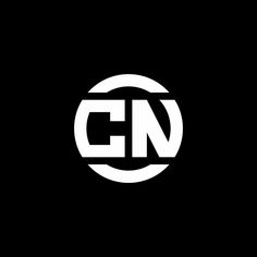 the letter gn in a circle on a black background with white letters and an image of