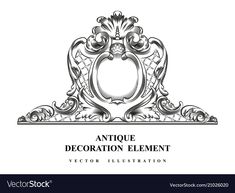 an antique decoration element in black and white eps109785b0