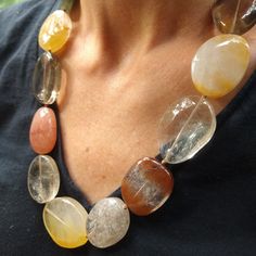 My Client Purchased This Around Y2k, And Doesn't Remember Ever Actually Wearing It... Just Kept It Wrapped In Tissue All These Years. Large Rutilated Quartz Necklace, With A Bold, Artsy Goldtone Hook And Ring Closure. Each Stone Varies In Size, Approximately 1-1.25" Long Each, This Is About 23.5" Long Total. (C4) Rutilated Quartz Necklace, Necklace Statement, Rutilated Quartz, Quartz Necklace, Vintage Pink, Womens Jewelry Necklace, Vintage Ladies, Vintage Jewelry, Statement Necklace