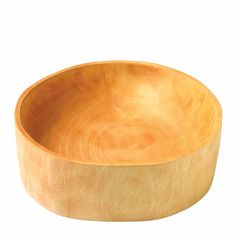 a wooden bowl is shown on a white background