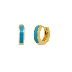 Make a bold statement with gorgeous Turquoise enamel hoop earrings. Material 18 Karat Gold Plated Sterling Silver. Enamel. Nickel free. Measurement A pair of Turquoise enamel hoop earrings Outer diameter: 10mm Inner diameter: 7mm Sell Gold, Silver Enamel, Gold Plated Sterling Silver, Gold Vermeil, Semiprecious Stones, Silver 925, Precious Stones, Sale Items, Semi Precious