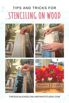 how to use stenciling on wood with the words tips and tricks for using stencils