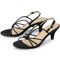 Shop Allegra K for strappy slingback kitten heel sandals you are looking for, get more women's stiletto heel for yourelf. Order now! Free Returns! Heels Sandals Black, Kitten Heels Sandals, Slingback Kitten Heels, Statement Clutch, Kitten Heel Sandals, Womens Stilettos, Open Toe Shoes, Heeled Sandal, Black Sandals Heels