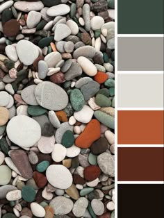 the color palette is brown, green, and white with some rocks on top of it