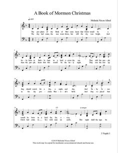 a book of mormon christmas sheet music for choir and piano with notes, tabula