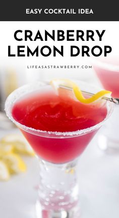 This easy cranberry lemon drop martini is a fun twist on a classic! A simple vodka cocktail with lime juice, lemon juice, and cranberry-raspberry juice. This cocktail recipe is super forgiving - play around with the quantities or try some of our substitution ideas to make it your own! These easy cocktails are ready in 10 minutes with just a few simple ingredients. One of our favorite alcoholic drinks for summer or holidays! Vodka Brunch Cocktail, Raspberry Lemon Drop Cocktail, Summer Vodka Cocktails Easy, Vodka And Cranberry Drinks, Lemon Vodka Cocktails, 2 Ingredient Cocktails, Cocktail Recipes With Vodka, Cranberry Lemon Drop Martini, Summer Martini Recipes