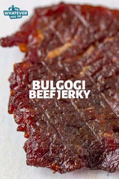 a close up of food on a table with the words bulgogi beeferyy