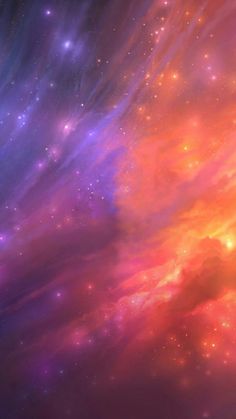 an image of a colorful sky with stars and clouds in the background that looks like something out of space