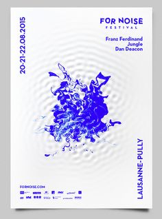 a book cover with blue ink on it and the title for an exhibition titled for noise festival