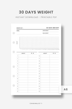 A6 Inserts, 30 Days Weight Printable Semester Planner, Motivation Planner, Planners For College Students, Day Planner Template, Essay Planner, Canva Tutorials, Assignment Planner, Etsy Planner, Grade Tracker